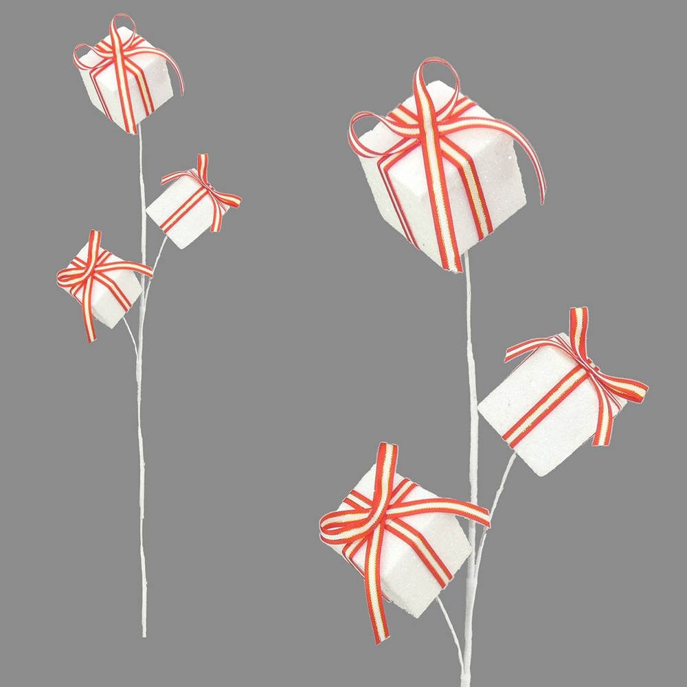 3 GIFT PICK 74CM WHITE/RED - 57553