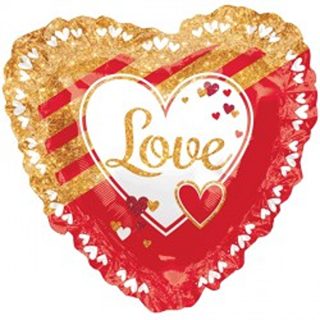 Anagram 28" Red & Gold Ruffle Love Supershape - 35777