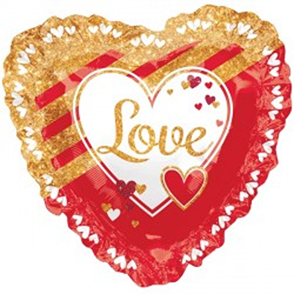 Anagram 28" Red & Gold Ruffle Love Supershape - 35777