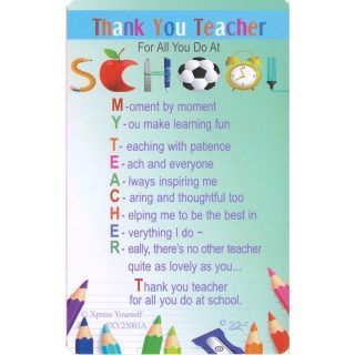 Xpress Yourself - Thank You Teacher - Wallet Card - 6pk -  XY25081