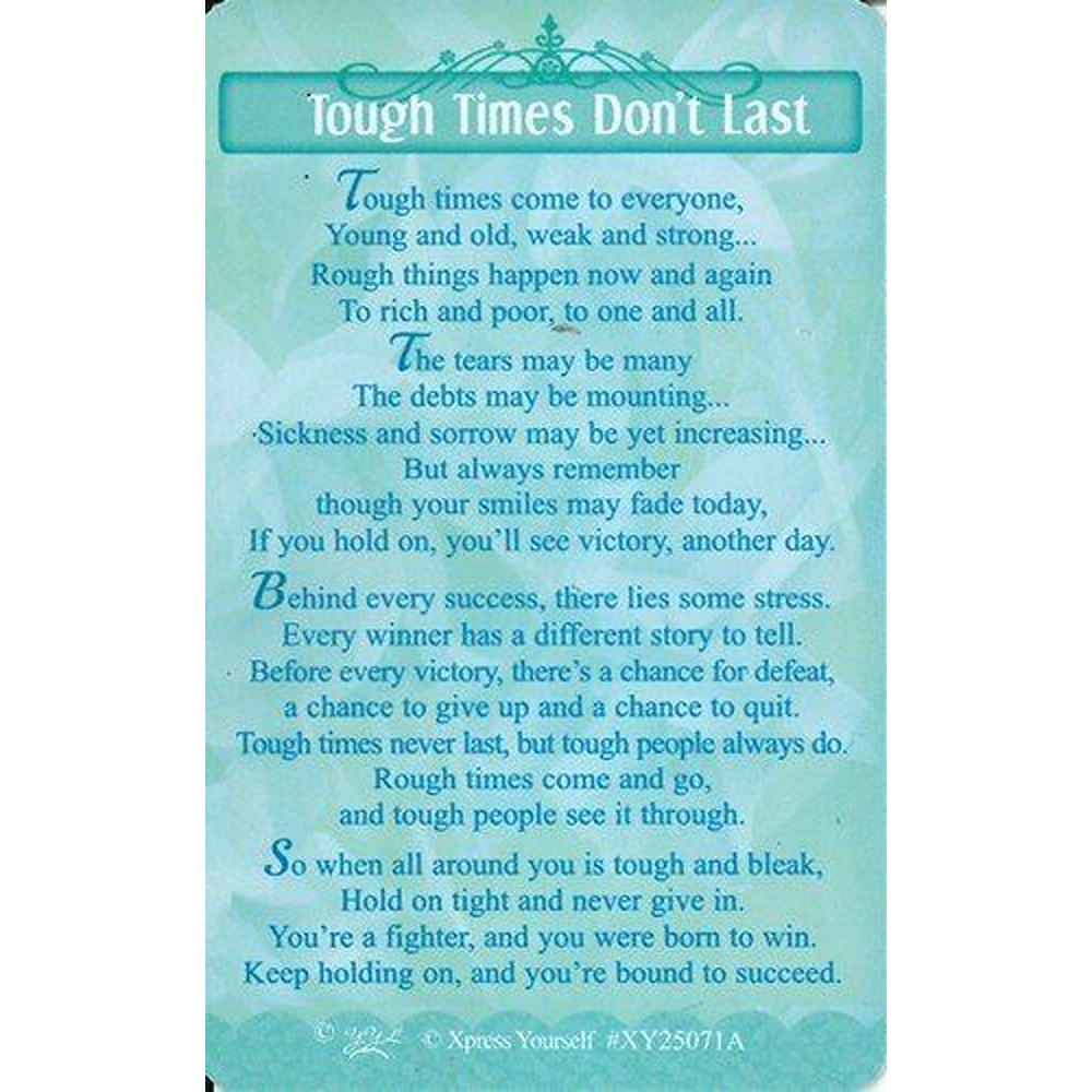 Xpress Yourself - Tough Times Don't Last - Wallet Cards - 6pk - XY25071A