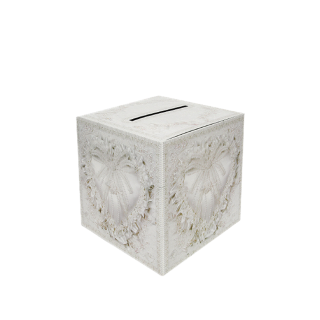 WEDDING CARD BOX W/DESIGN 30CM X 30CM WHITE - X38706