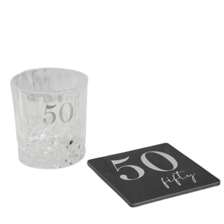 WIDDOP - 50 Milestone Whisky Glass & Coaster - MS112