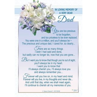 Xpress Yourself - In Loving Memory Of A very Dear Dad -  Grave Card - 6pk - XY3502B