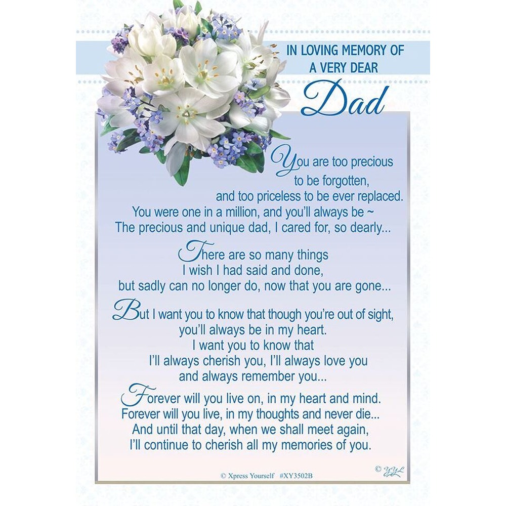 Xpress Yourself - In Loving Memory Of A very Dear Dad - Grave Card - 6pk - XY3502B