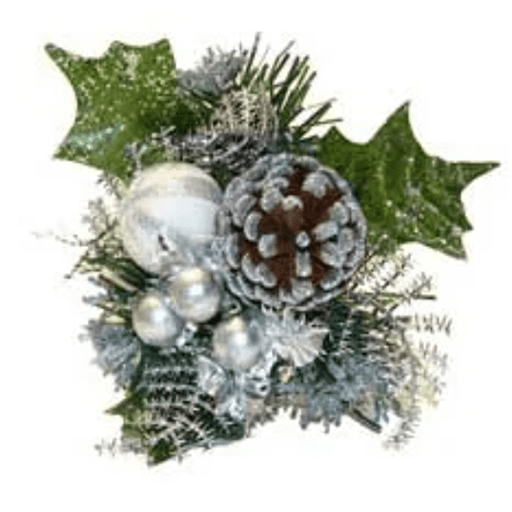 Silver Glitter Cone/Ball/Berry Pick - XP1225