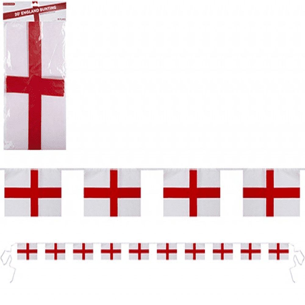 ST GEORGE RAYON BUNTING WITH 10 FLAGS 12" X 8" - 032002