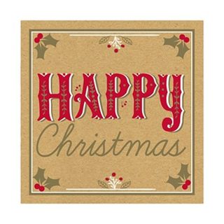 HOLLY JOLLY 12PK BROWN KRAFT CARD - 2 Designs - X-30990-BC