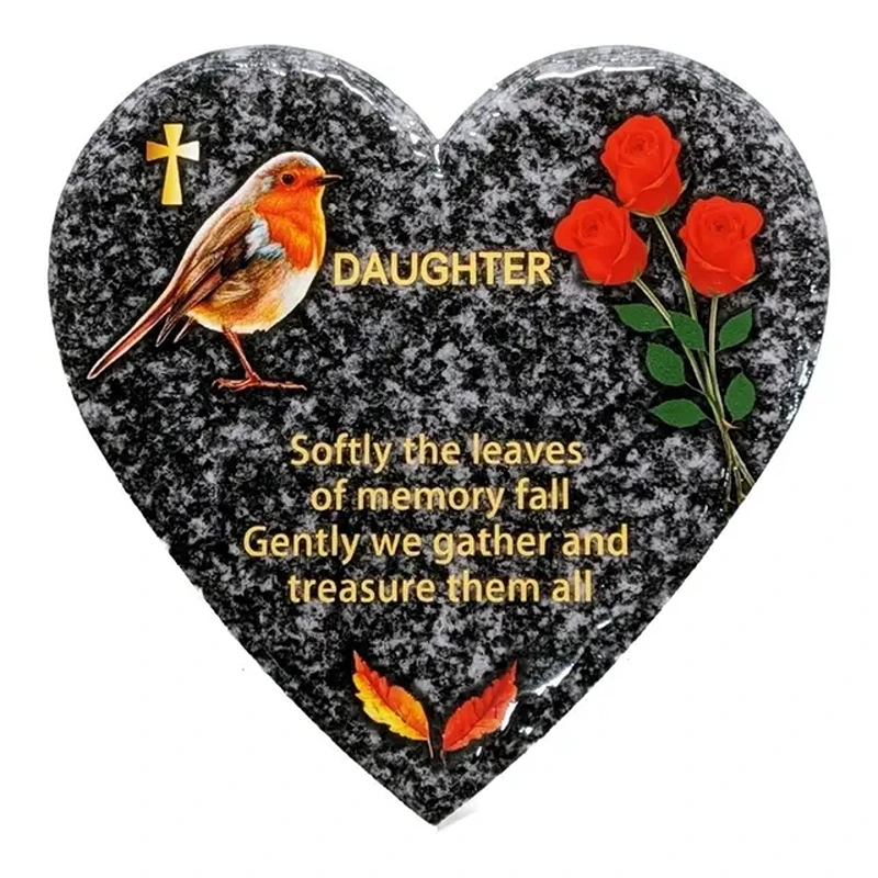 Hooli Mooli - Heart Shape Granite Grave Plaque Daughter - 11383