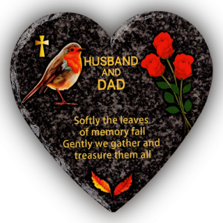 OTB - Heart Shape Granite Grave Plaque Husband and dad - 11390