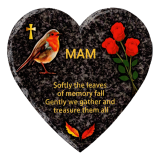Hooli Mooli - Heart Shape Granite Grave Plaque mam - 11391