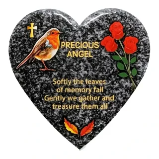 OTW - Heart Shape Granite Grave Plaque Precious Angel - 11400