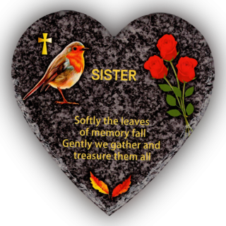 OTB - Heart Shape Granite Grave Plaque Sister - 11401
