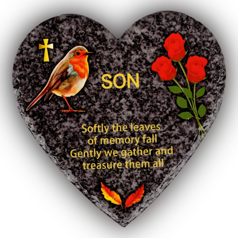 OTB - Heart Shape Granite Grave Plaque Son - 11403