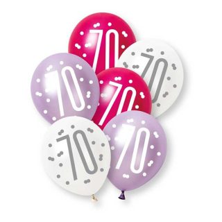 6ct Glitz Pink Number 30 Pearl Premium 12" Latex Balloons - 89573