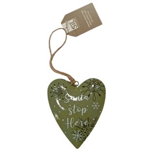 Sifcon - 11cm Santa Stop Here Heart Dec - XMSG0540