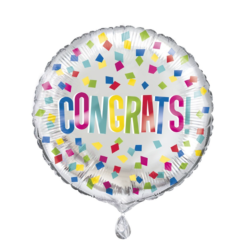 Congrats Confetti Round Foil Balloon - 18" - 53851