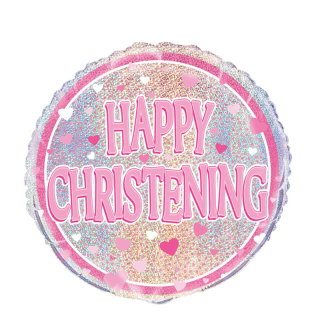 18" Pink Christening Prism Round Foil Balloon - 55537