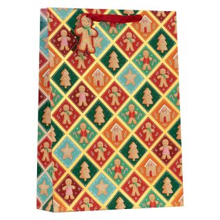 PATCHWORK GINGERBREAD EXTRA LARGE BAG - 6PK - XBV-296-XL