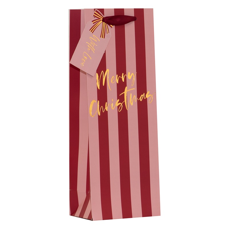 PINK STRIPE BOTTLE BAG - 6PK - XBV-302-B
