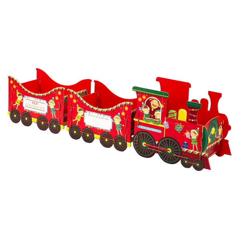ELVES SMALL CHRISTMAS TRAIN GIFTBOX - XBV-303-STB