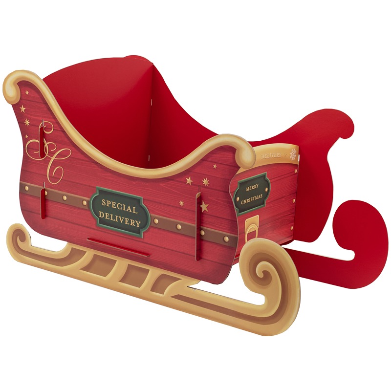SANTA LARGE CHRISTMAS SLEIGH GIFTBOX WITH STICKERS - XBV-307-LSB