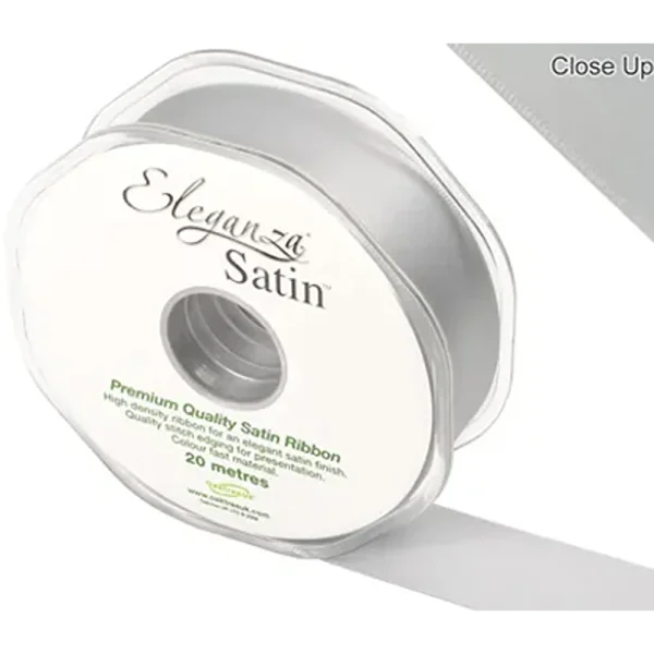 Eleganza Double Faced Satin 25mm x 20m Silver No.24 - 454376