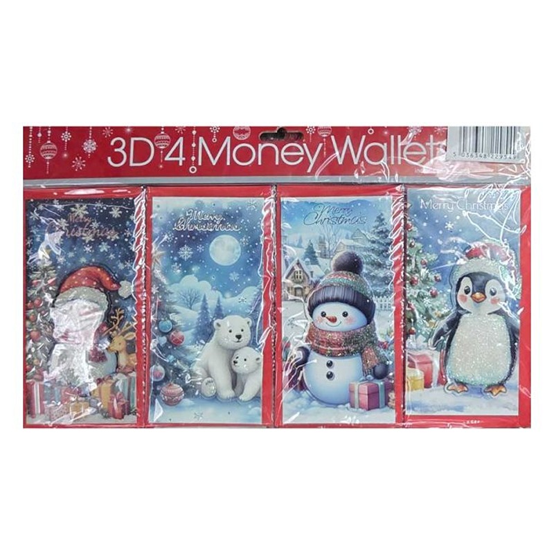 Tulip - 4PK 3D CUTE CHRISTMAS MONEY WALLETS - XTU3DMW-27