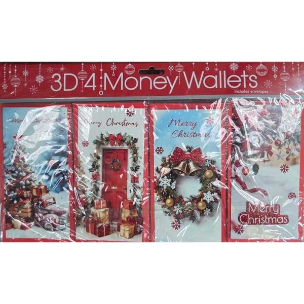 Tulip - 4PK 3D TRADITIONAL CHRISTMAS MONEY WALLETS - XTU3DMW-28