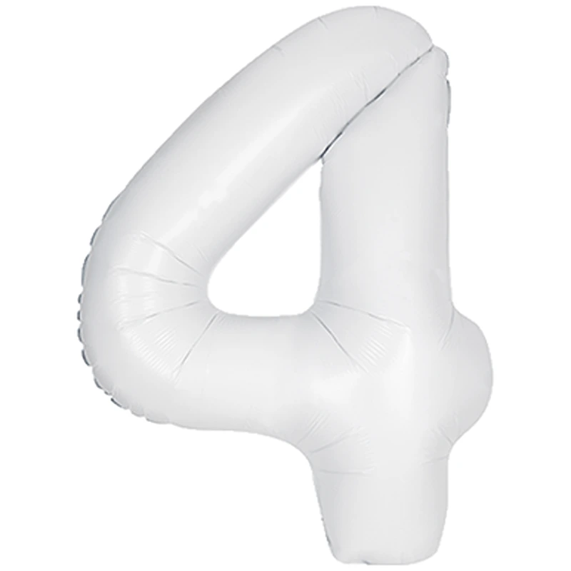Unique 34" Matte White Number 4 Shaped Foil Balloon - 13964*