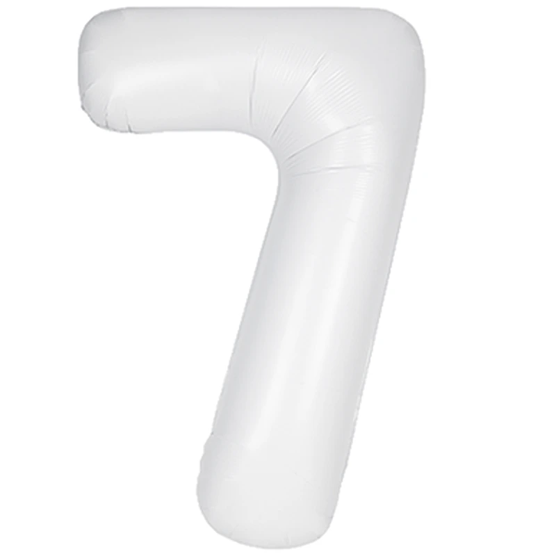 Unique 34" Matte White Number 7 Shaped Foil Balloon - 13967 *