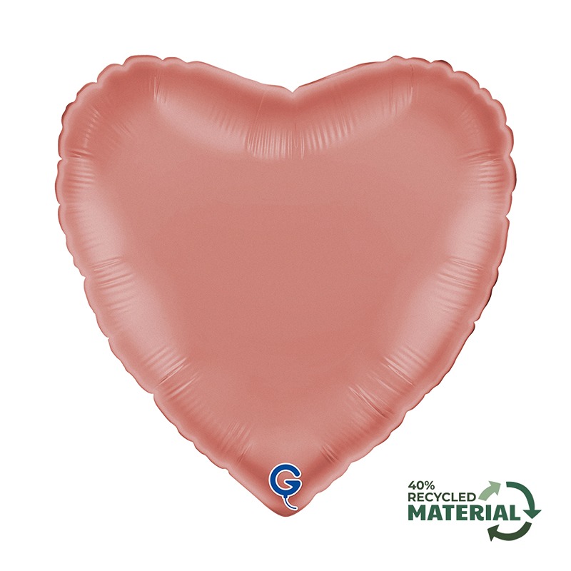 18" Satin Rose Gold Heart Unpackaged - 180S04RG