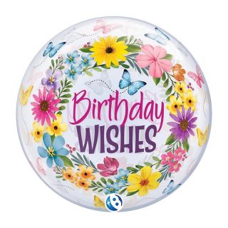 BIRTHDAY WISHES FLORAL DECO BUBBLE - 22" - 00025