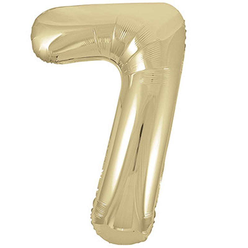 Unique 34" White Gold Number 7 Shaped Foil Balloon -