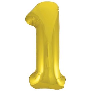 Unique 34" Classic Gold Number 1 Shaped Foil Balloon - 55761 *