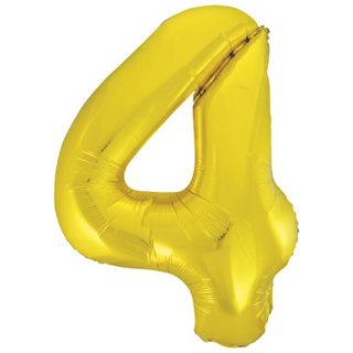 Unique 34" Classic Gold Number 4 Shaped Foil Balloon - 55764 *