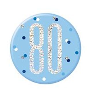 1 Glitz Blue & Silver Birthday Badge 80 - 83525