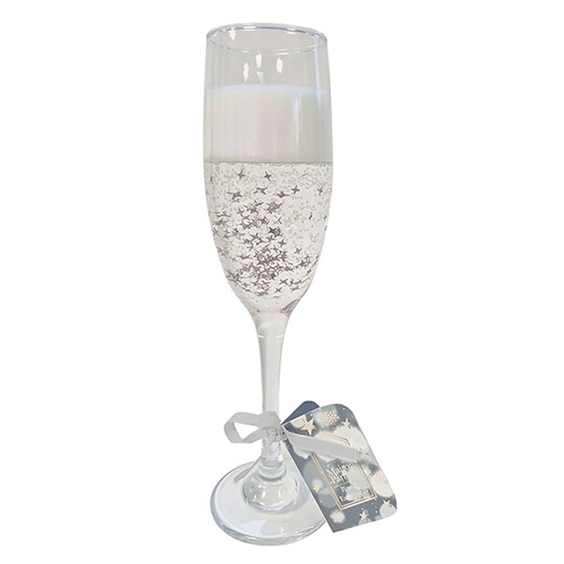 Champagne Glass Gel Candle Silver - LP55958