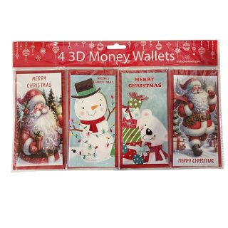 Tulip- 4PK 3D CUTE CHRISTMAS MONEY WALLETS - XTU3DMW-32