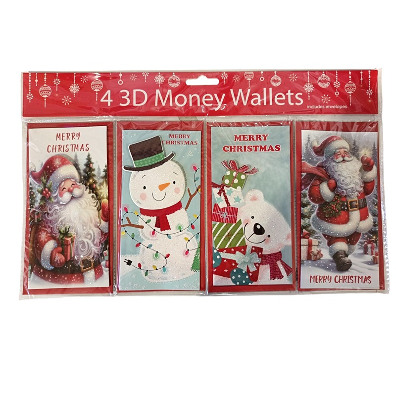 Tulip- 4PK 3D CUTE CHRISTMAS MONEY WALLETS - XTU3DMW-32