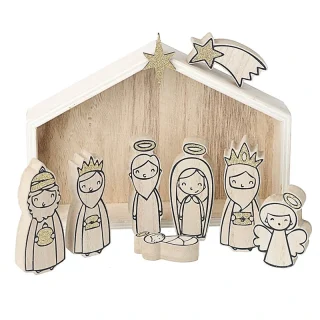 Heaven Sends Wooden Nativity Scene