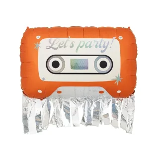 Party Deco - Foil balloon Orange Cassette - 91x58 cm - FB456