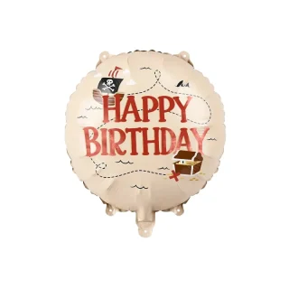 Foil balloon Happy Birthday Pirates, 35 cm, beige - FB466